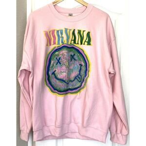 Nirvana Smile Face Crewneck Sweatshirt L LARGE 90’s Grunge Music *New, No Tag